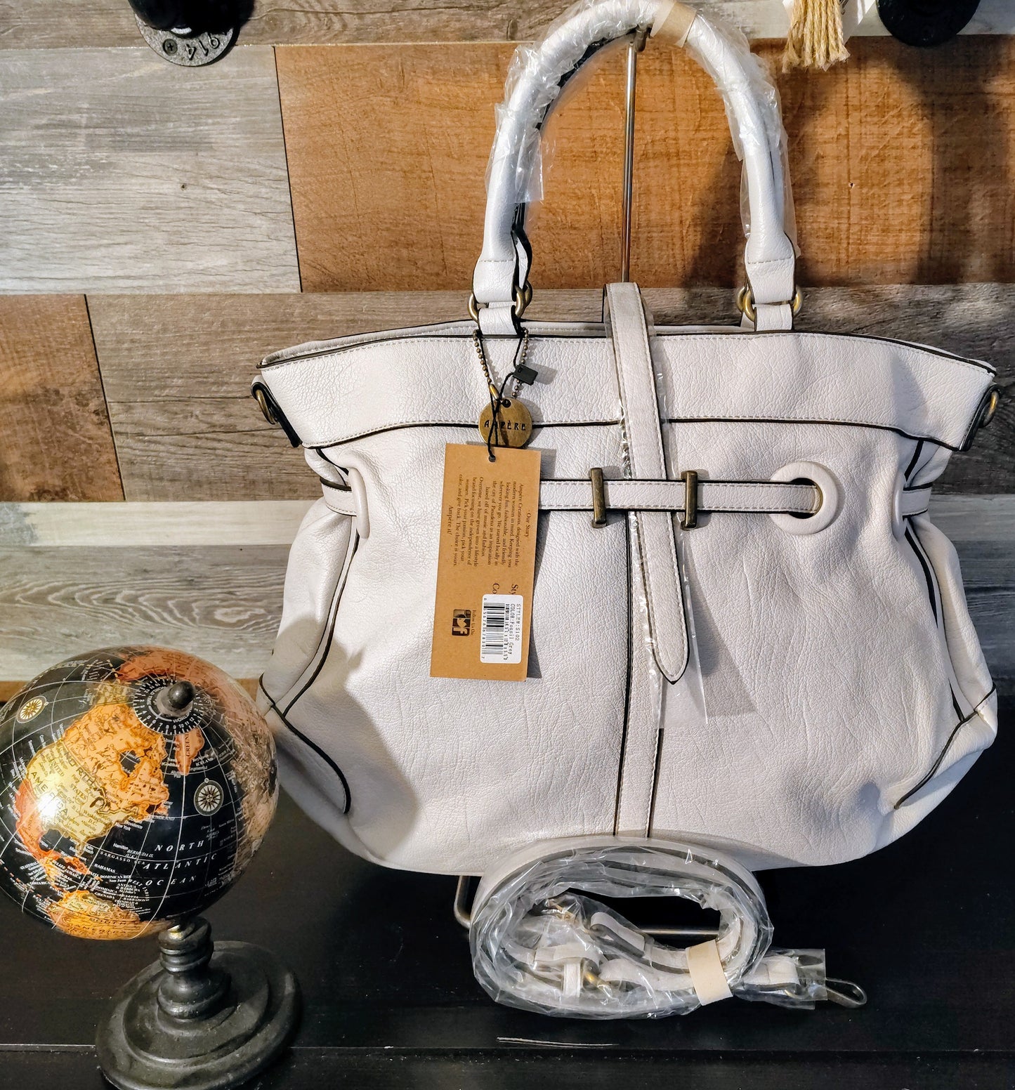 Ampere Fossil Grey Vegan Leather Satchel